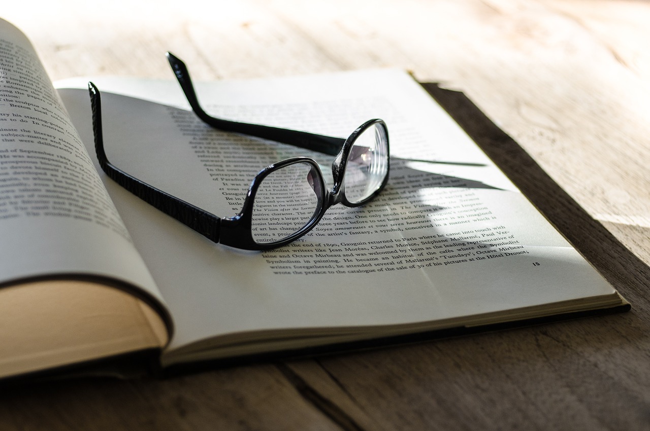 glasses on a book